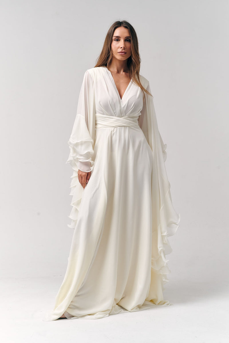 silk chiffon maxi dress Silk Chiffon Maxi Dress/ Off-White – Le Fafo