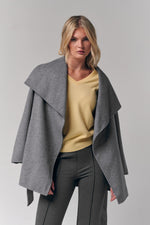 Draped Collar Short Wrap Coat
