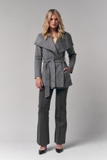 Draped Collar Short Wrap Coat