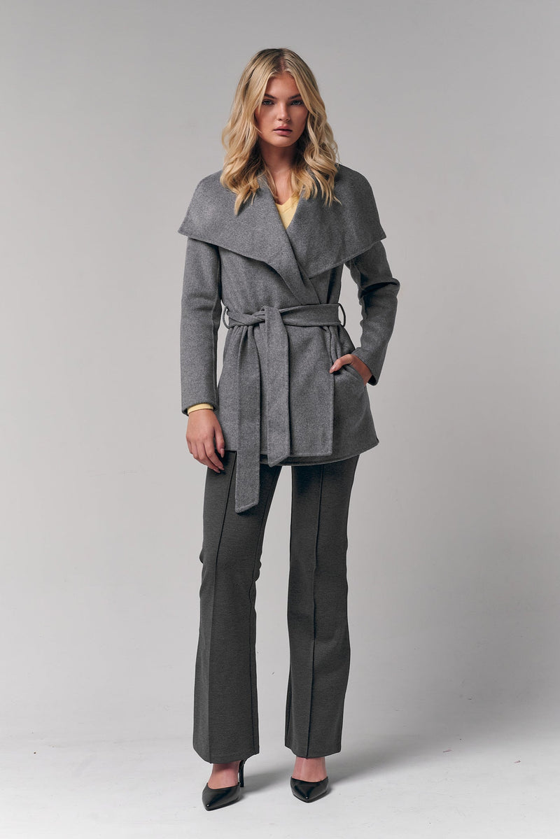 Draped Collar Short Wrap Coat