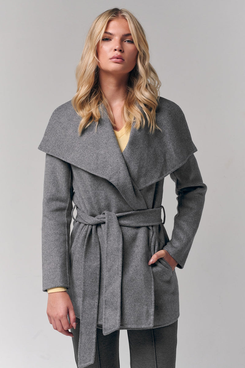 Draped Collar Short Wrap Coat