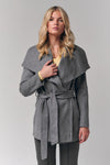 Draped Collar Short Wrap Coat