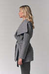 Draped Collar Short Wrap Coat