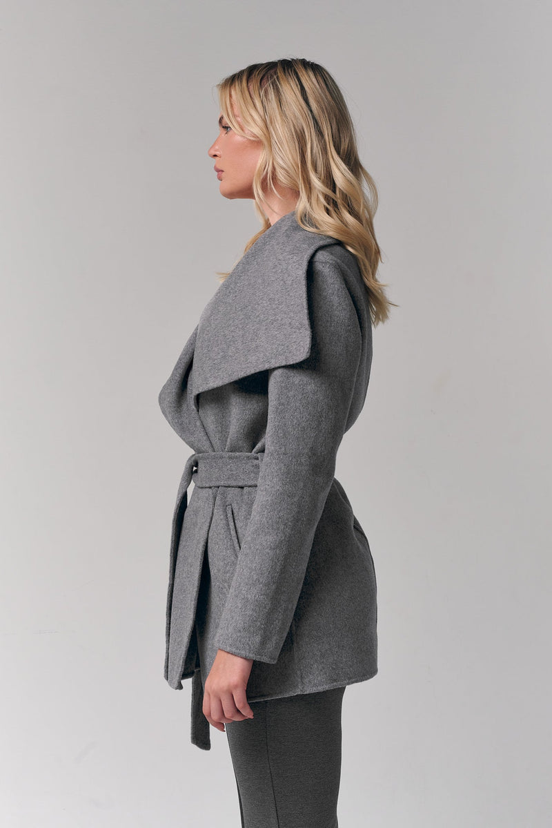 Draped Collar Short Wrap Coat
