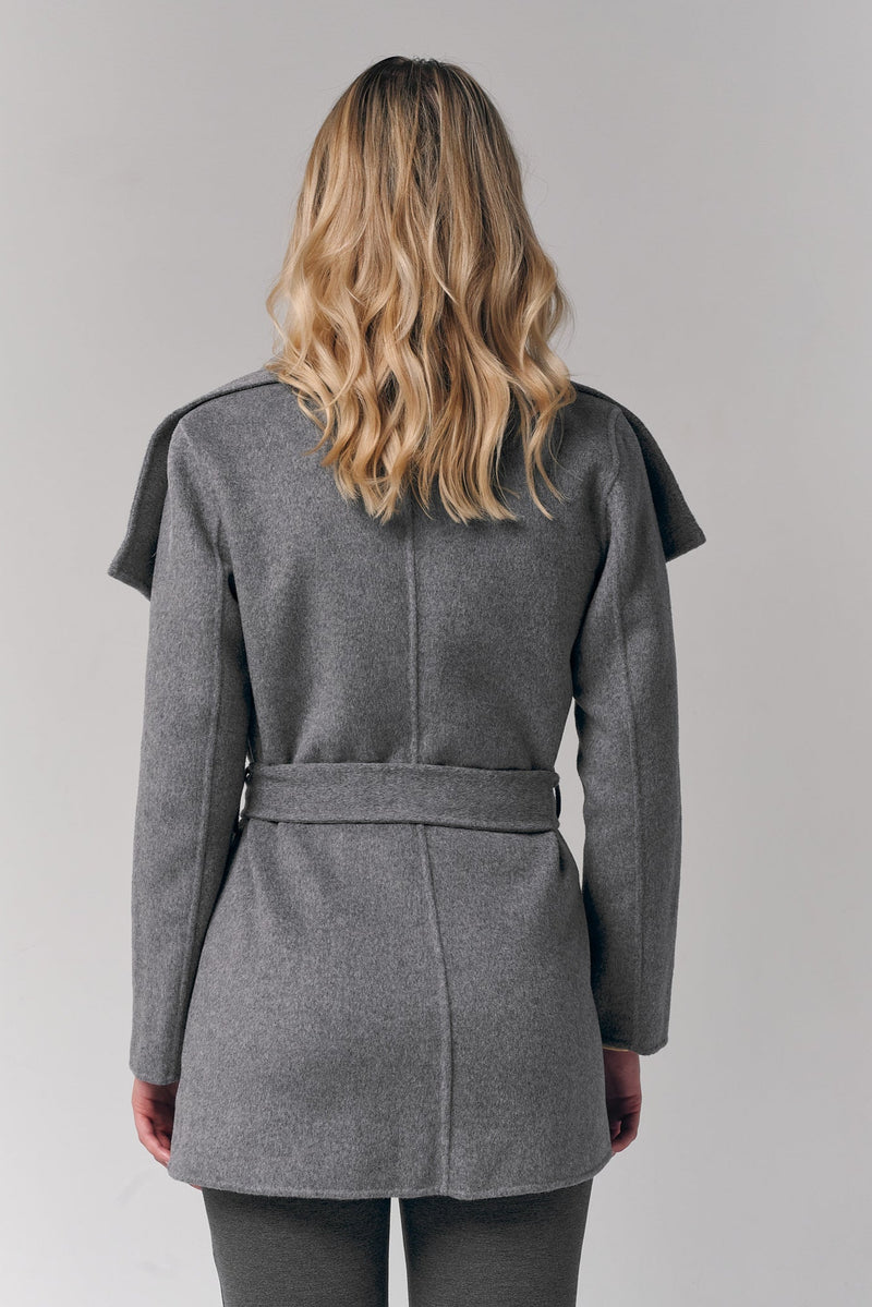 Draped Collar Short Wrap Coat