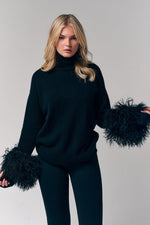 Mongolian Shearling Cuffs Sweater