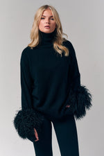 Mongolian Shearling Cuffs Sweater