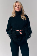 Mongolian Shearling Cuffs Sweater