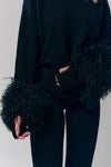Mongolian Shearling Cuffs Sweater