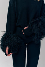 Mongolian Shearling Cuffs Sweater
