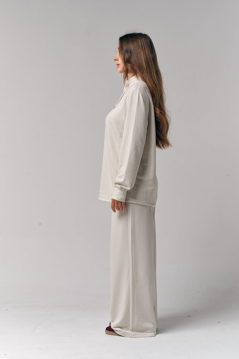 Mock Neck Pullover / Off-White