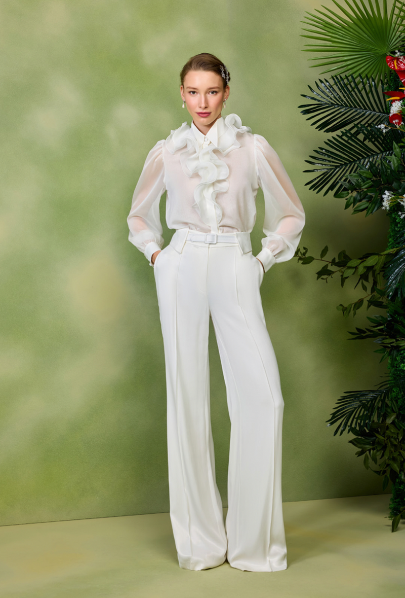 Silk Ruffles Shirt & Pants Set