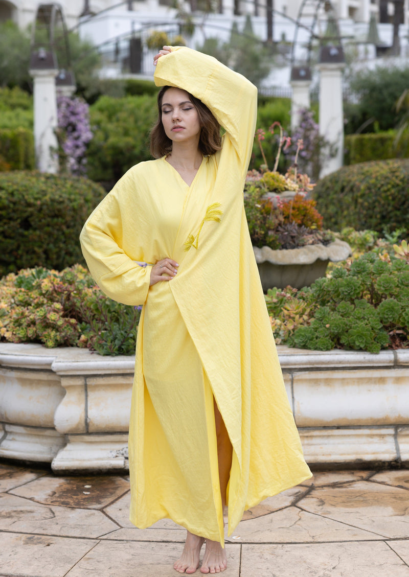 Embellished Abaya Kaftan " Lemon "